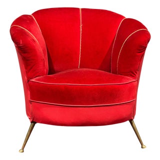 Armchair in Velvet, 1950s For Sale