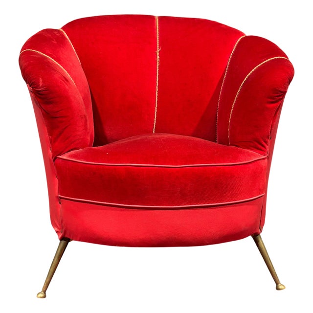 Armchair in Velvet, 1950s For Sale