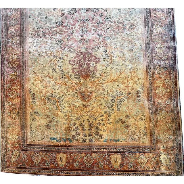 A 19th Century Rare Genuine Silk Ferahan Sarouk Rug Circa 1870 For Sale - Image 9 of 15