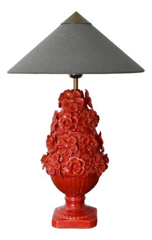 Manises Flora Rojo Bermellón Lamp by Can Betelgeuse Studio