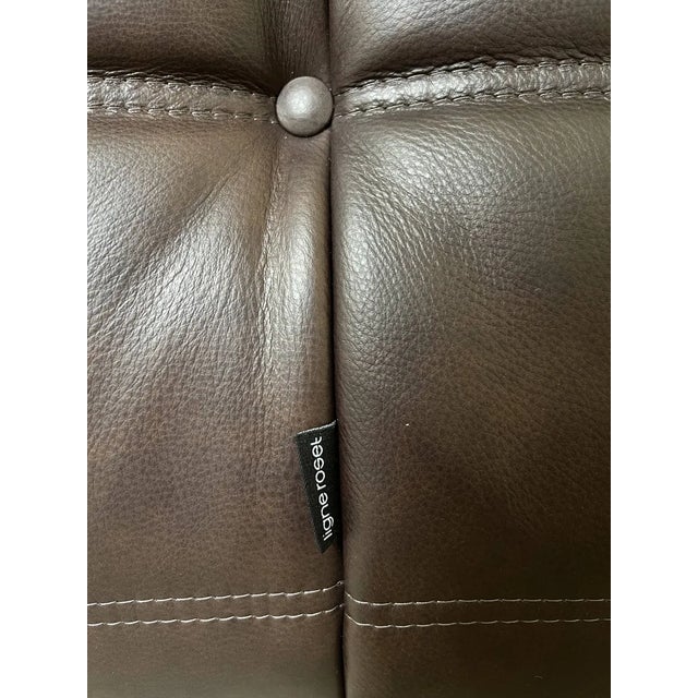 Animal Skin Late 20th Century A 2-Seater Sofa Michel Ducaroy / Ligne Roset Brown Leather For Sale - Image 7 of 9