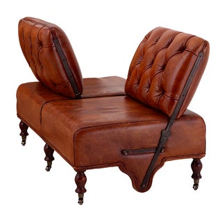 Sofa Tete a Tete in Tobacco Colored Leather For Sale