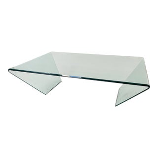 Clear Glass Waterfall Coffee Table For Sale