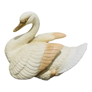 Italian Porcelain Swan Sculpture, Signed & Number