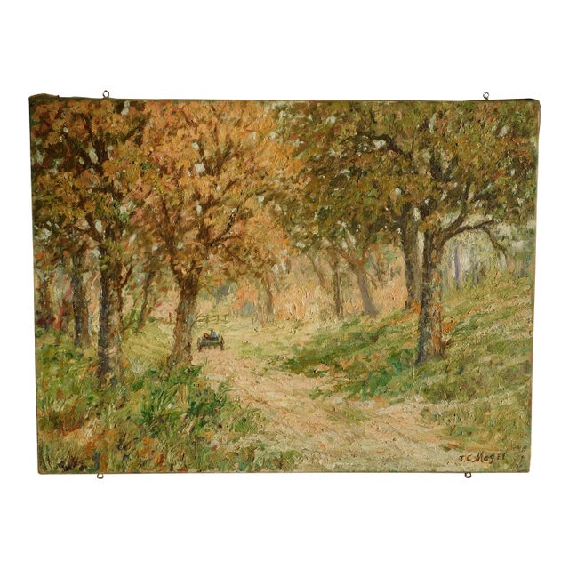 James Magee B.1864 Impressionist Forest Landscape Oil Painting For Sale
