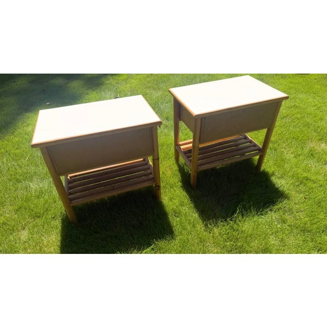 DUX MCM Dux Bamboo & Rattan Nightstands With Laminate Top For Sale - Image 4 of 4