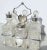Six set cruet set with cut faceted bottles and faceted stoppers. Circa 1880 with shield crest. Silver-plated caddy....