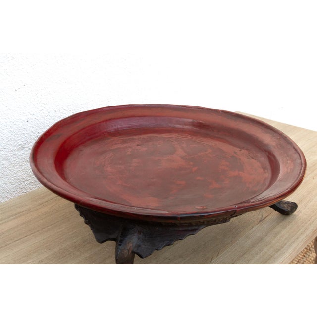 19th Century Offering Elegance, Antique Burmese Lacquered Tray For Sale - Image 5 of 10
