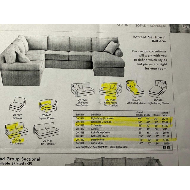 Ethan Allen 4 Piece Sectional For Sale - Image 9 of 9