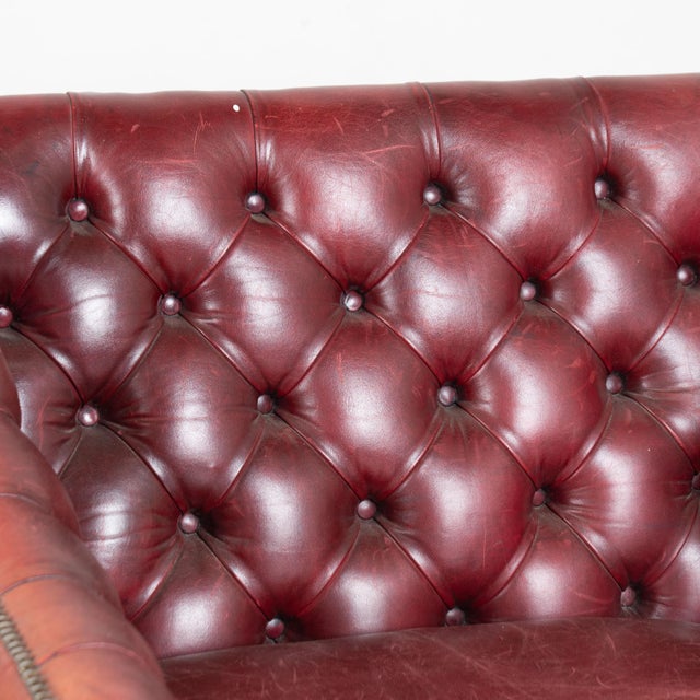 Mid 20th Century 20th Century English Vintage Red Leather Square Club Chair For Sale - Image 5 of 12