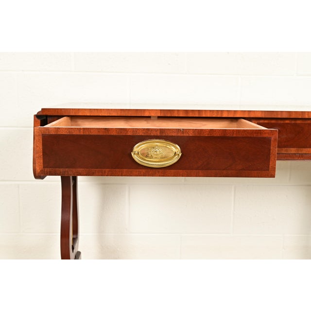 Wood Baker Furniture English Regency Lyre Base Console or Sofa Table For Sale - Image 7 of 13
