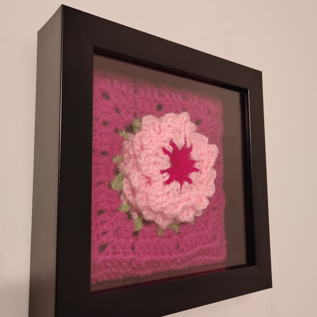American Delaware Peach Blossom State Flower Fiber Art For Sale - Image 3 of 6