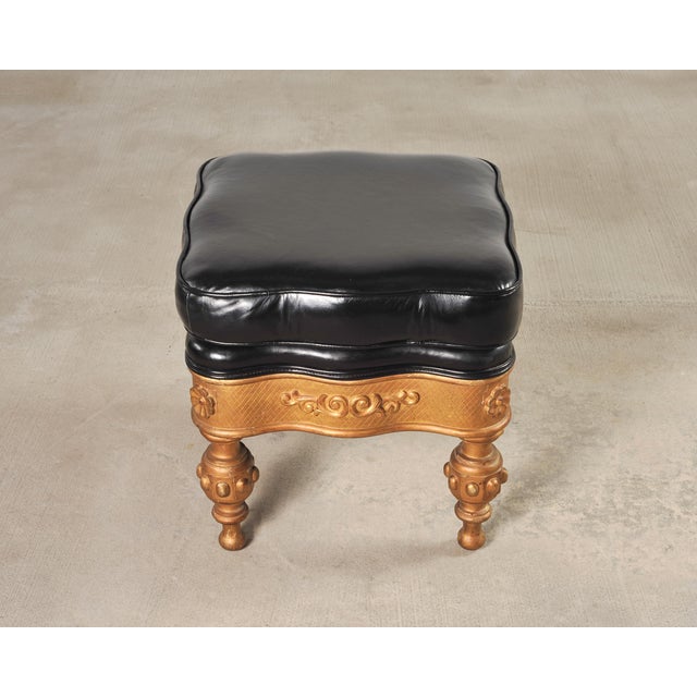 Pair of Empire Aesthetic Leather Giltwood Ottoman Footstools For Sale - Image 15 of 18