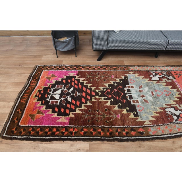 1970s Vintage Handmade Wool Cotton Red Runner Rug For Sale - Image 11 of 11