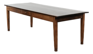 Large French Farm Dining Table with Two Drawers