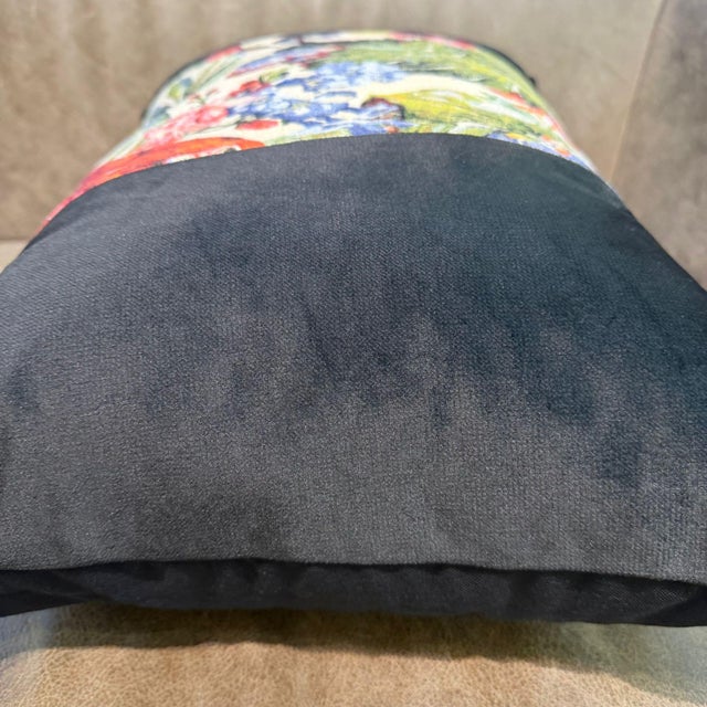 Mid-Century Modern Handmade Black Velvet Lumbar Cushion Cover For Sale - Image 3 of 14