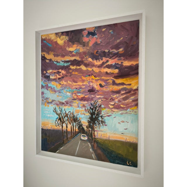 Early 21st Century Linda Clerget, Stormy Sky on Favorite Road, Oil on Wood, Framed For Sale - Image 5 of 7