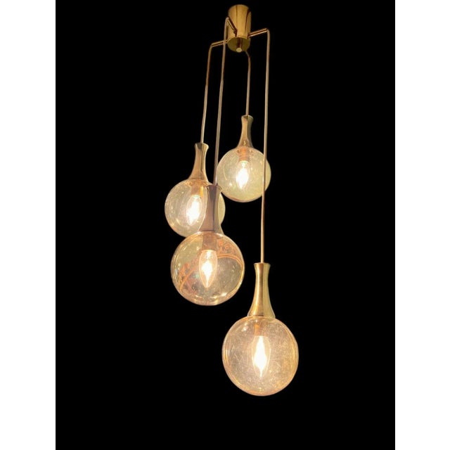 Golden Cascade Lamp with 4 Lights in Burnished Glass from Glashütte Limburg, 1970s For Sale - Image 6 of 8