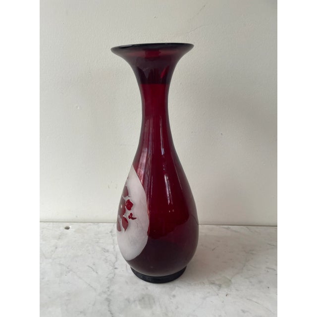 Late 20th Century Vintage Bohemian Hand Blown Frosted Glass Vase For Sale - Image 5 of 7