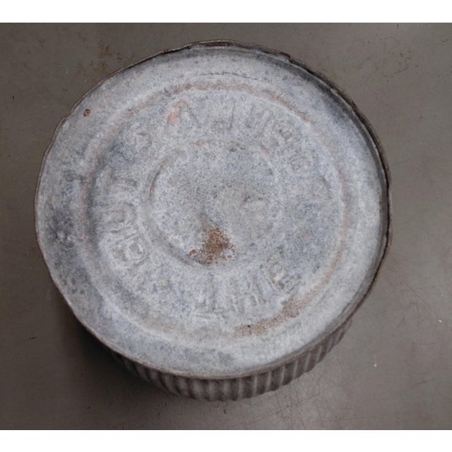English Vintage English Chevron Galvanized Dolly Tub Planter For Sale - Image 3 of 6