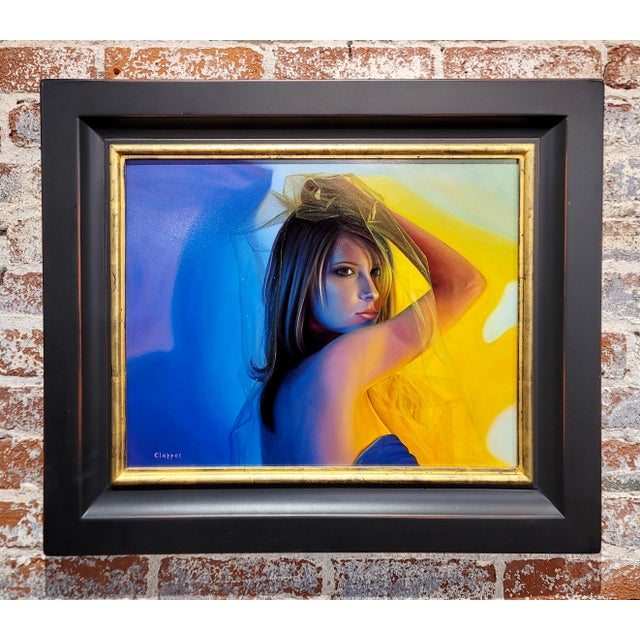 Donald Foster Clapper - Portrait of a Blonde Girl Wearing a Veil - Oil Painting American Realist - Oil painting on board -...