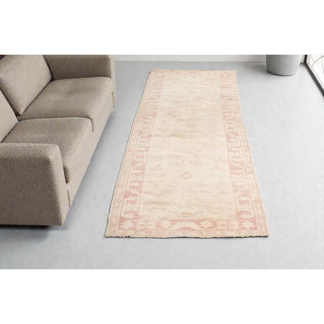 Turkish Mid 20th Century Oushak Turkish Hallway Runner Rug For Sale - Image 3 of 10