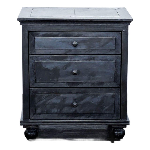 Restoration Hardware Zinc Three Drawer Nightstand For Sale