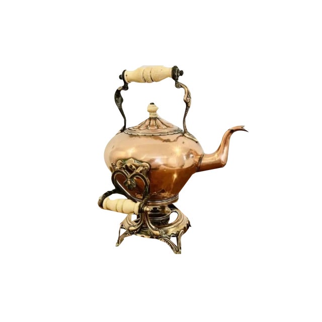 Victorian Copper Kettle on a Stand, 1850s, Set of 2 For Sale