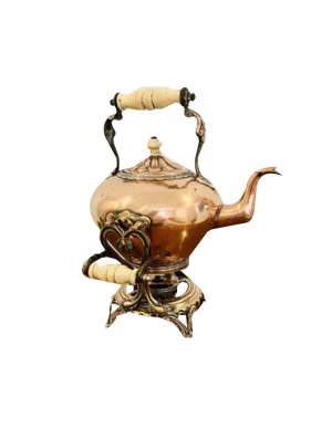 Victorian Copper Kettle on a Stand, 1850s, Set of 2