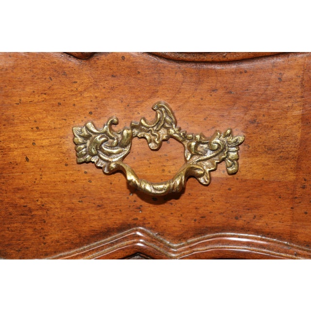 Fine Quality Country French Louis XV Style Carved Walnut Commode For Sale - Image 9 of 12