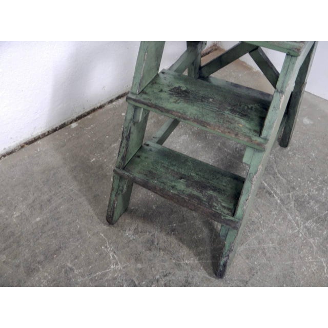 Forest Green Fir Stool Ladder, 1960s For Sale - Image 8 of 9