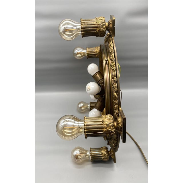 Gold Art Nouveau Empire Ceiling Light For Sale - Image 8 of 18
