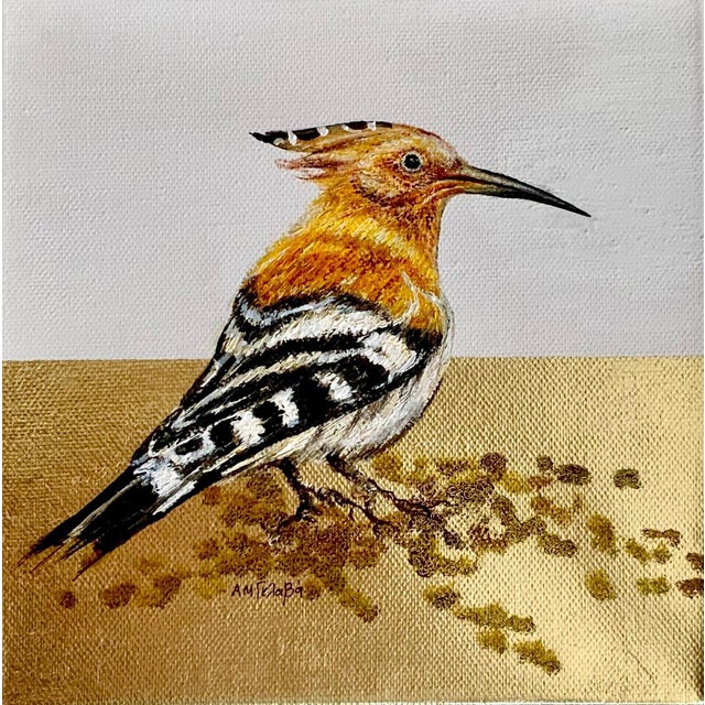 Anastasia Gklava, Upupa Tropical Bird, Oil and Gold Leaf, 2025 For Sale