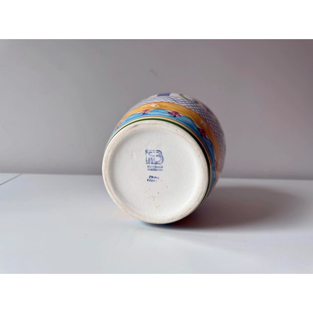 Ceramic Hand Painted Portugese Floral Motif Vase For Sale - Image 7 of 7