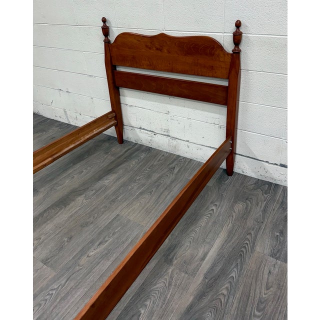 Wood Vintage Twin Size Federal Style Empire Style American Tiger Maple Bed For Sale - Image 7 of 10