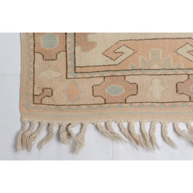 1960s Neutral Beige & Sage Green Hand-Knotted Rug For Sale - Image 10 of 10