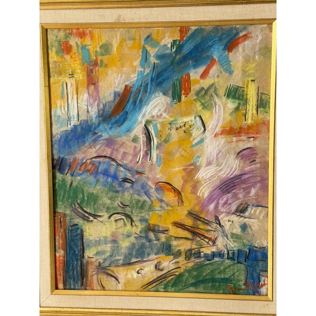 1950s 1950s Original American Abstract Gouache Painting Signed Framed For Sale - Image 5 of 7