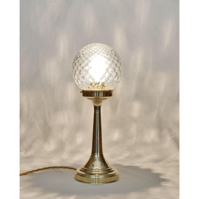 Art Nouveau Table Lamps in Brass and Glass, 1890s, Set of 2 For Sale - Image 3 of 6