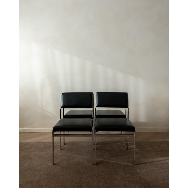 1960s Bauhaus SM07 Dining Chairs in Chrome and Leather by Cees Braakman for Pastoe, 1960s, Set of 4 For Sale - Image 5 of 18