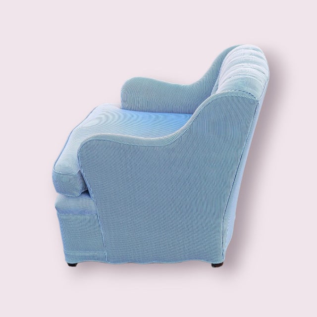 White 1950s Art Deco/Hollywood Regency Tufted Pin Stripe Club Chairs For Sale - Image 8 of 11