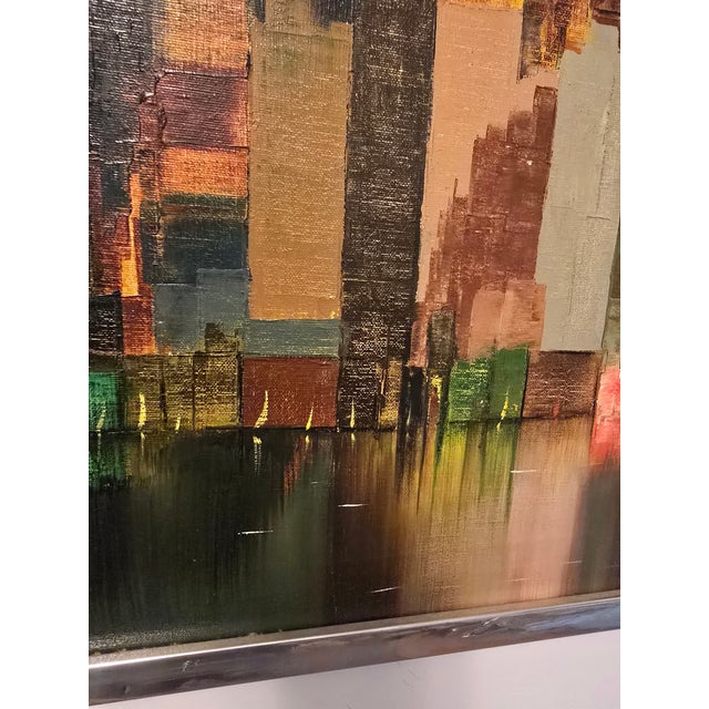 Vintage Mid Century Modern Signed Painting Reflection For Sale - Image 10 of 12