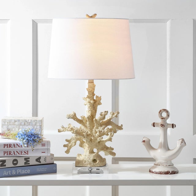 Coral Replica 28.5 Inch H Table Lamp in Cream - a Pair For Sale In Philadelphia - Image 6 of 9