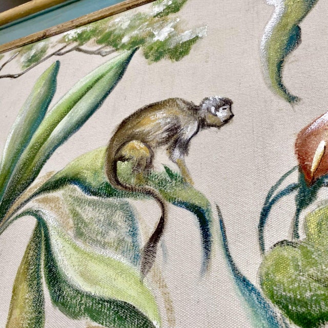 French Artist, Jungle Panel, 1920s, Oil on Canvas For Sale - Image 3 of 7