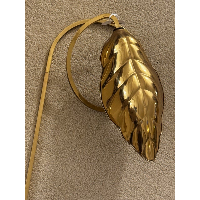 Vintage Italian Leaf Brass Wall Lamp by Tommaso Barbi, 1970s Marked Chapman For Sale - Image 4 of 12