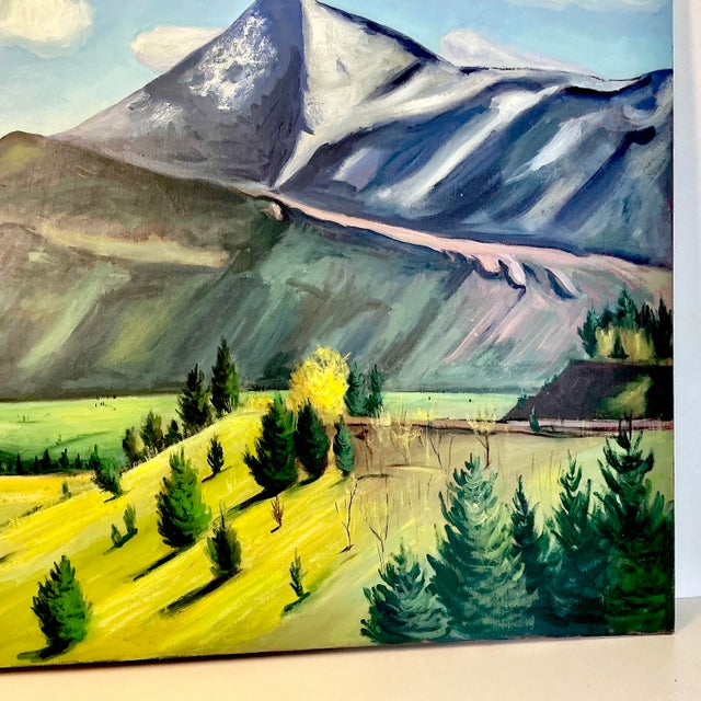 Wood 1978 Vintage Plein Air Pikes Peak Americana Landscape Original Oil Painting, Northwest View For Sale - Image 7 of 14
