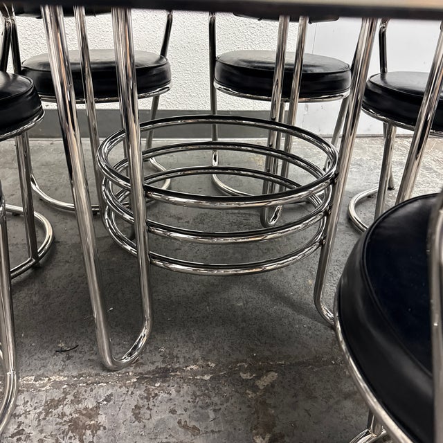 Late 20th Century Attribute to Donald Deskey French Art Deco Table + Eight Chairs Set For Sale - Image 10 of 12