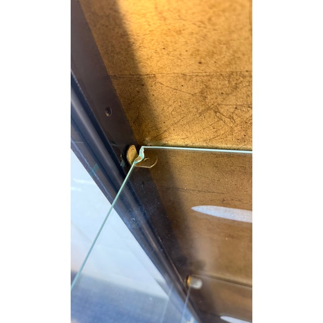 Black Drexel Heritage Chinoiserie Illuminated Curio Cabinet / Display Case With Gold Gilt Detailing For Sale - Image 8 of 15