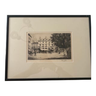 19th Century Street Scene Etching by Alexandre Delauney (French, 1830–1894) For Sale