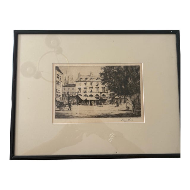 19th Century Street Scene Etching by Alexandre Delauney (French, 1830–1894) For Sale