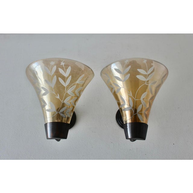 Late 20th Century Mauri Almari Style Champagne Glass Bronze Finish Tea Candle Wall Sconces-a Pair For Sale - Image 10 of 15